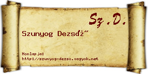 Szunyog Dezső névjegykártya